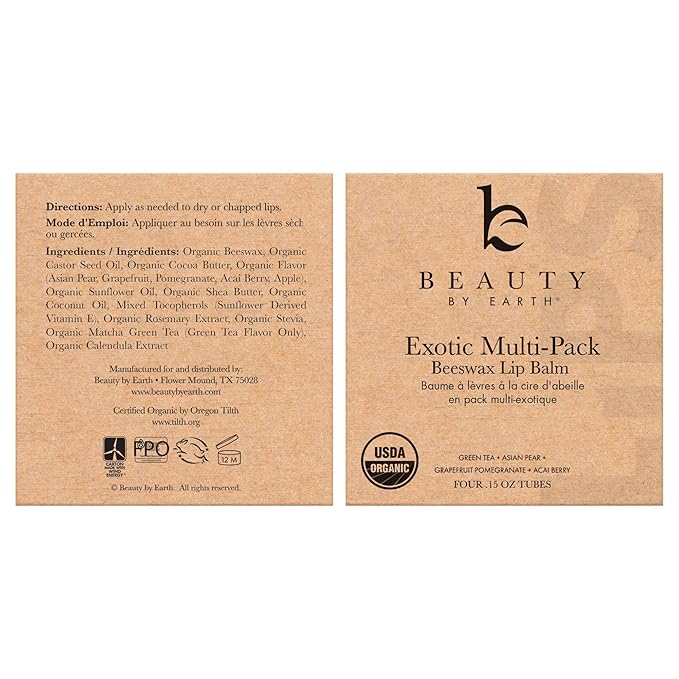 Organic Lip Balm Multi Flavor - 4 Pack Organic Gifts for Women, All Natural Lip Balm, Gift Set for Women, Lip Balm Hydrating Beauty Gifts, Small Birthday Gifts, Lip Moisturizer, Chapstick, Lip Care-VivaGrace Women