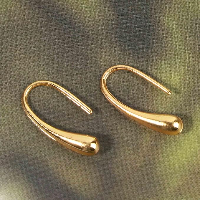 Water Tear Drop Earrings Abstract Droplet Hoop Earrings Gold Hook Threader Earrings Minimalist Drop Dangle Earrings Jewelry for Women and Girls Gifts-VivaGrace Women