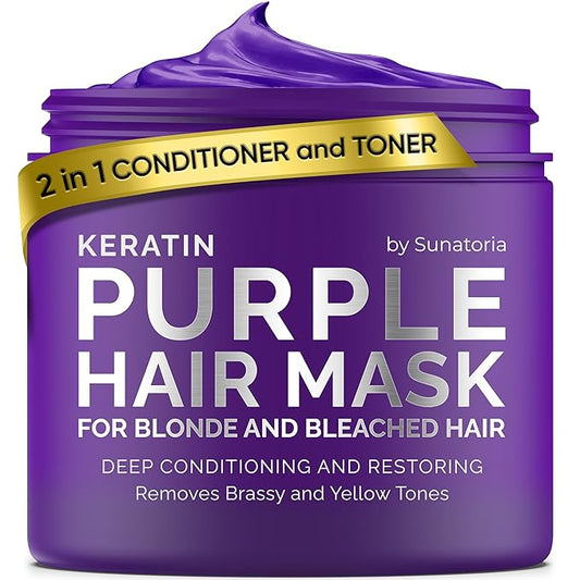 SUNATORIA New Keratin Purple Hair Mask- Blonde Hair Purple Toner - Repair & Nourishment Treatment For Bleached, Brassy Hair - Blue Hair Mask, No Yellow Tones - Deep Conditioner For Color Treated Locks-VivaGrace Women