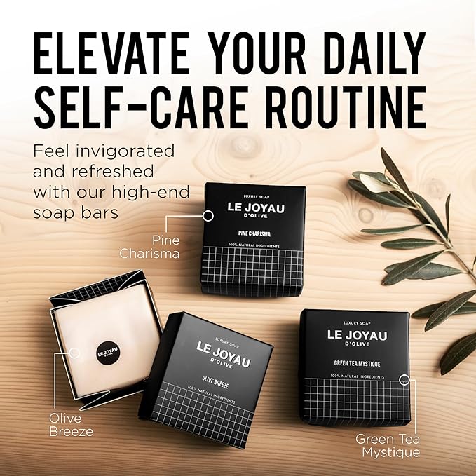 THE MEN’S COLLECTION | Green Tea Mystique, Olive Breeze, Pine Charisma | Handcrafted | No Synthetics, No Perfumes, No Additives, No chemicals | Cold Saponified and Pressed oils | Simple and Clean