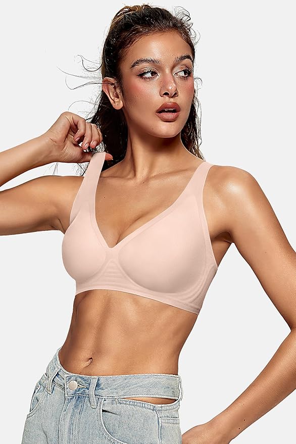OEAK Womens Deep V Bras Wireless Comfortable Bra Supportive No Underwire Bras Tshirt Push Up Bralettes Plunge Seamless Bra-VivaGrace Women