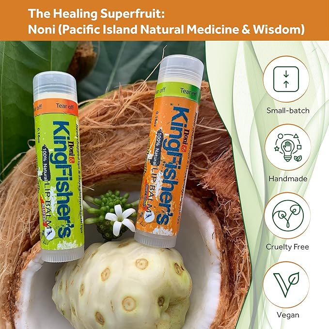 Lip Balm, 100% Natural Moisturizing Lip Balm, Ultra Hydrating Lip Care, Original Noni Oil & Virgin Coconut Oil (Pack of 2) (1 Sweet Orange and 1 Mint)-VivaGrace Women