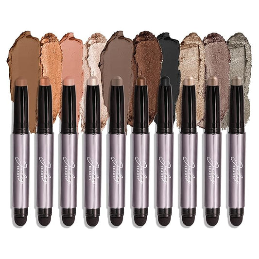 Julep Eyeshadow 101 Crème to Powder Waterproof Eyeshadow Stick 10 Piece Palette - Matte and Shimmer Finishes-VivaGrace Women