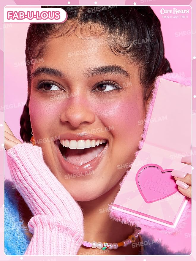 SHEGLAM X Care Bears Collection Set Vibrant Colored Eyeshadows Green White Purple Eyeliner Pink Blush Body Highlighter Liquid Lipstick Set Makeup Set-VivaGrace Women