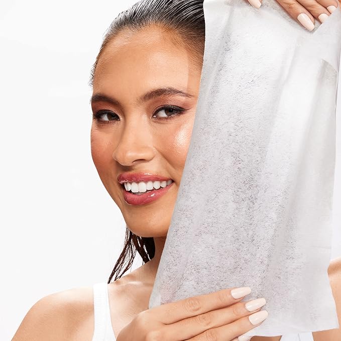 Real Techniques Real Clean XL Hydrating Facial Wipes, Infused With Hyaluronic Acid, Dual-Usage Cleansing Wipes Repair Skin & Gently Remove Makeup, Fragrance Free, 25 Count