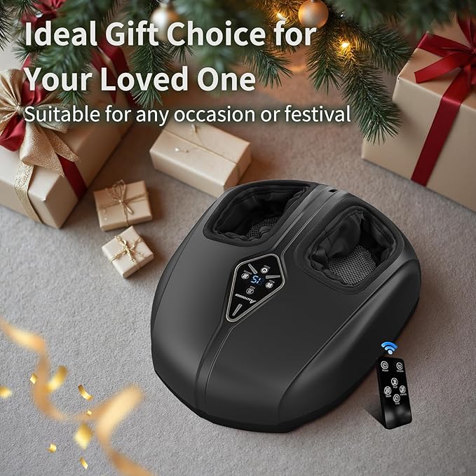 Shiatsu Foot Massager with Heat,Vibration,Air Compression and Deep Kneading for Plantar Fasciitis, Neuropathy,Improve Foot Wellness,Gifts for Women & Men(Black)-VivaGrace Women