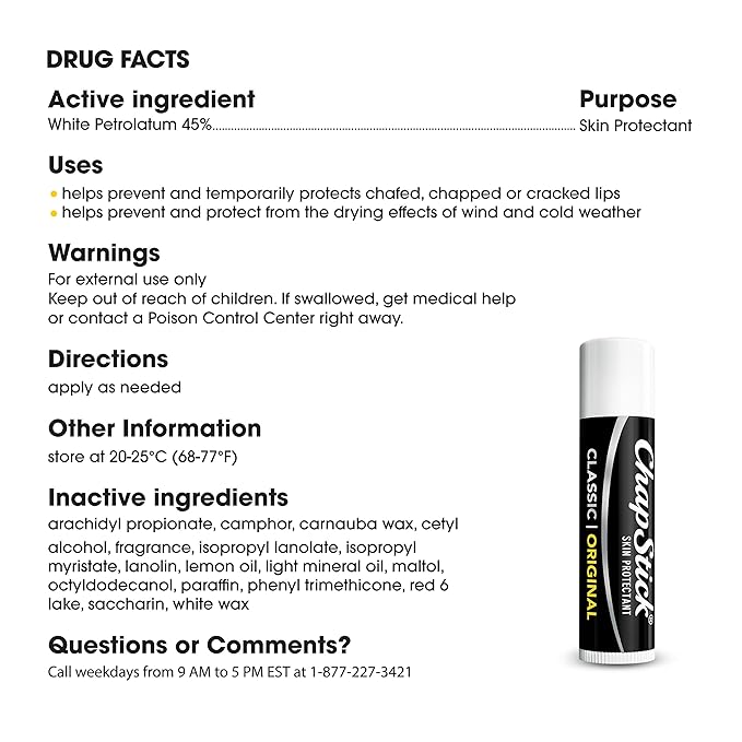 ChapStick Classic Original Lip Balm Tube, Lip Care - 0.15 Oz (1 Blister Pack)-VivaGrace Women