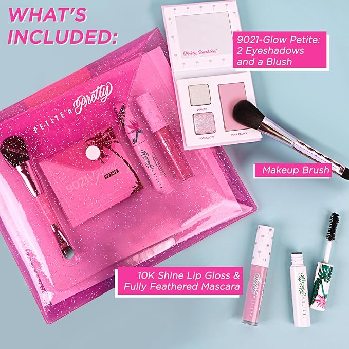 Petite 'n Pretty "Amazon Exclusive" Glow Basics Natural Makeup Starter Gift Set for Kids, Tweens & Teens for Eyes, Cheeks & Lips- Clean, Non Toxic-VivaGrace Women