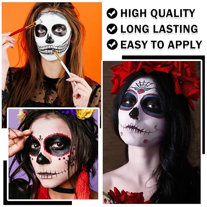 Clown Makeup Kit,Black White Red Face Paint Professional Adult Body Paint Kit for Halloween SFX Special Effects Makeup Kit-VivaGrace Women