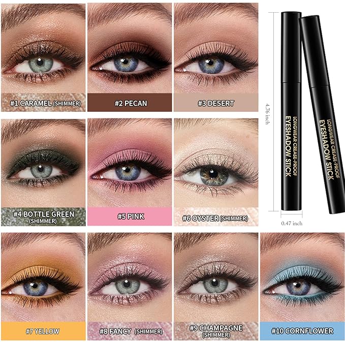 Eyeshadow Stick Matte Eye Shadow Pencil Cream to Powder Eye Brightener Crayon Long-Lasting Crease-Proof Neutral Eyeshadow Buildable Blendable High Pigmented Eye Liner Makeup for Women, 7 YELLOW-VivaGrace Women