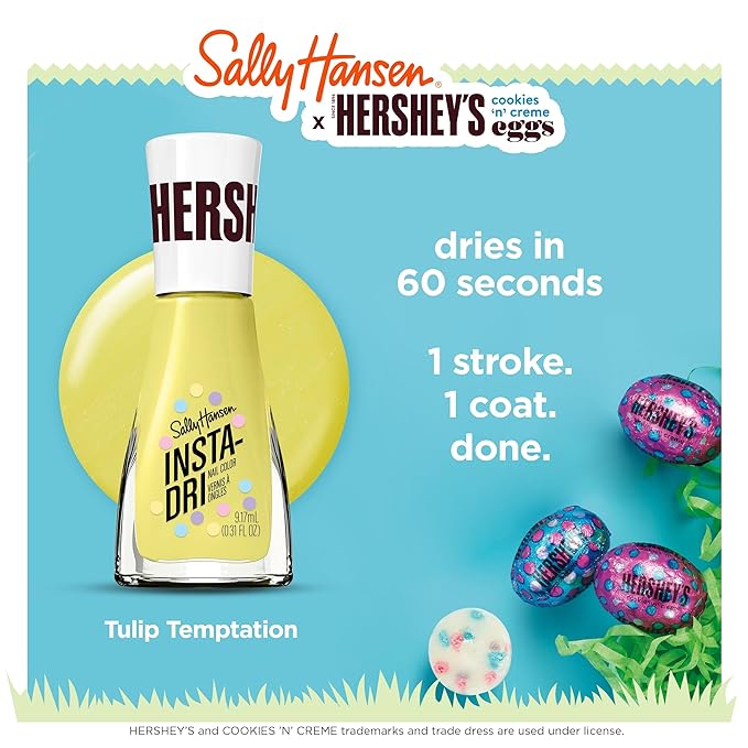 Sally Hansen Insta-Dri X Hershey's Cookies 'n' Creme Eggs, Tulip Temptation, Quick Dry, Long Lasting, Streak-Free Shine, Yellow Nail Polish, 0.31 fl oz.