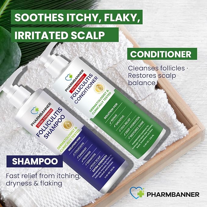 Anti-Fungal Shampoo and Conditioner Set – Tea Tree & Argan Oil for Folliculitis, Seborrheic Dermatitis, Scalp Psoriasis – Relieves Itchy, Flaky, Dry Scalp – Sulfate & Paraben Free-VivaGrace Women