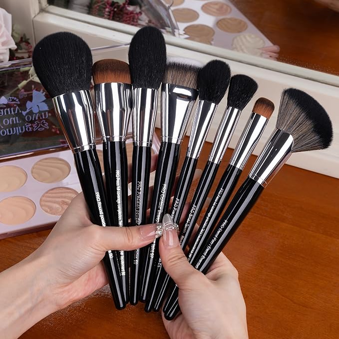 Bueart Design 36Pcs PRO Grade Natural Goat Hair Pony Bristles Makeup Brushes Set with Super Holder Professional-Grade Precision & Luxury Brush for beauty enthusiasts&professionals Makeup Artist-VivaGrace Women