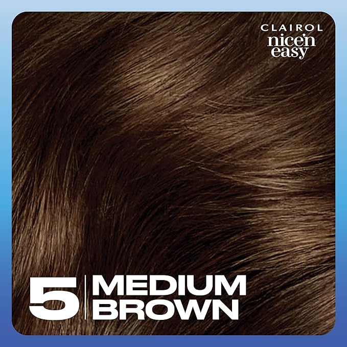 Clairol Nice'n Easy Permanent Hair Dye, 5 Medium Brown Hair Color, Pack of 1-VivaGrace Women