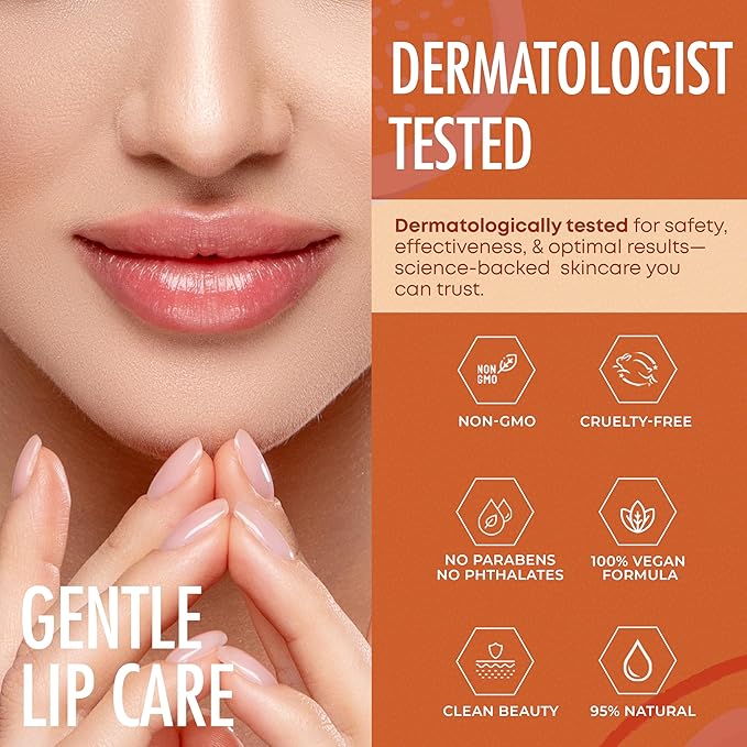 Peach & Orange Lip Mask - Dermatologist Tested, Anti-Aging, Korean Skin Care, Deep Hydration, Overnight Lip Repair - Vegan, Clean Beauty, 95% Natural, Cruelty-Free - 1 Pack-VivaGrace Women