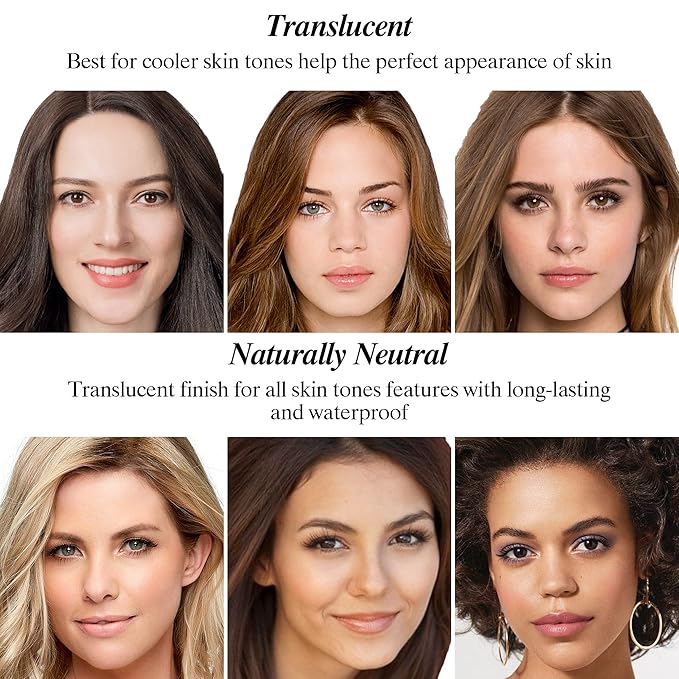 FV Translucent Powder Setting Powder, Oil-control & Long Lasting Loose Face Powder, Waterproof, Lightweight & Blurring Pores Finishing Powder, Talc-free Baking Powder Makeup, Translucent-VivaGrace Women