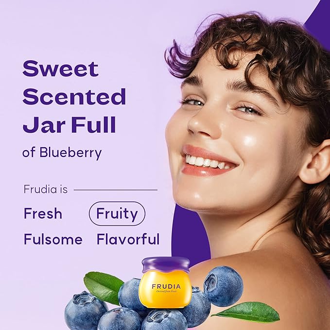 WELCOS FRUDIA Honey Lip Balm – Blueberry | Lip Exfoliating, Moisturizing & Volumizing Dewy Tinted Lip Balm | Organic Lip Balm for Dry & Chapped Lips w/Jeju Blueberry and Honey Extracts (0.33 oz)-VivaGrace Women