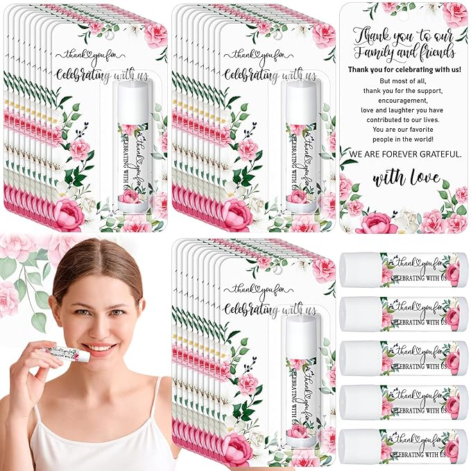 30 Pack Thank You Gift Lip Balm Bulk Bridal Shower Favors Bridal Shower Favor Lip Care Set Bachelorette Party Favors Baby Shower Favor Thank You Appreciation Gift for Guest Basket Gift Stuffer-VivaGrace Women