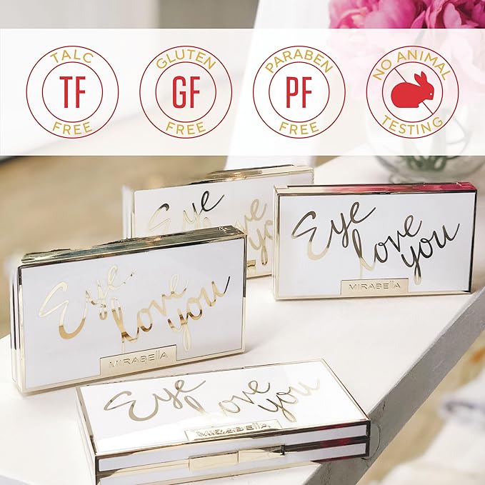 Mirabella Eye Love You Neutral Shimmer Eyeshadow Palette - Makeup Palette w/Ultra Pigmented Pressed Powders, Creamy Matte & Shimmer Metallic Eyeshadow Palette - Undressed-VivaGrace Women