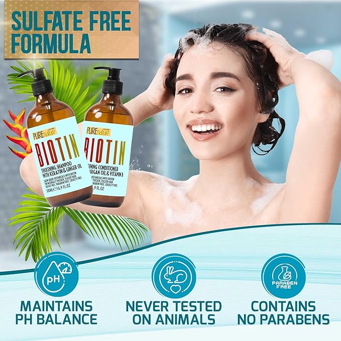 Biotin Shampoo and Conditioner Set - Volume Boosting Formula for Men and Women to Help Thinning Hair - Sulfate and Paraben Free with Thickening Properties - Volumizing Products to Improve Fullness-VivaGrace Women