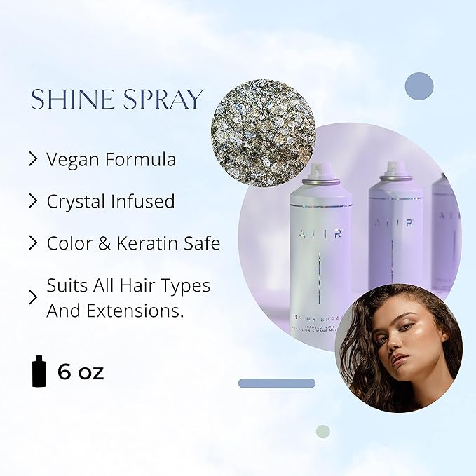 AIIR Shine Spray -Smoothing Spray for Glossy Sleek Hair, Humidity and Frizz Shield Spray, Gloss Spray, Lightweight Spray Coats and Protects Hair, Enhance Shine & Color with Reflect, 6 oz-VivaGrace Women