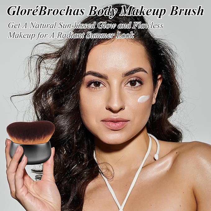 75MM Extra Large Self Tanner Kabuki Makeup Brush – Ultra Soft Dense Vegan Bristles for Body Makeup, Bronzer & Foundation–Applies Tanning Mousse, Lotion & Self Tanner–Black, Wet & Dry-VivaGrace Women