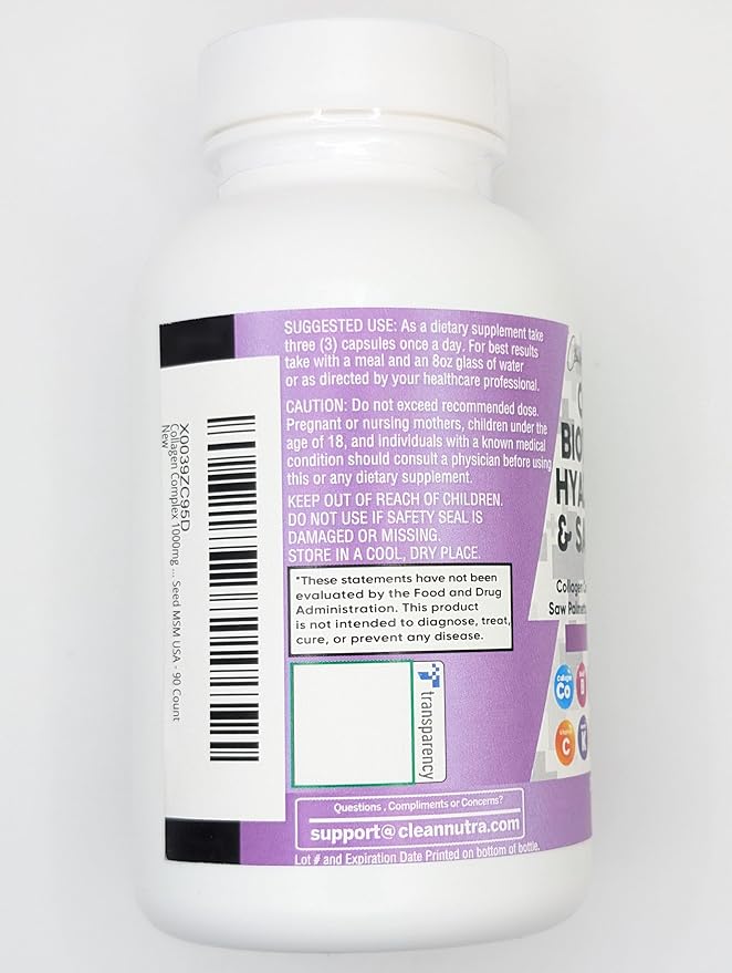 Clean Nutraceuticals Collagen Pills 1000mg Biotin 10000mcg Keratin Saw Palmetto Hyaluronic Acid - Hair Skin & Nails Vitamins & DHT Blocker with Vitamin E Folic Acid Pumpkin Seed MSM - 90 Count-VivaGrace Women