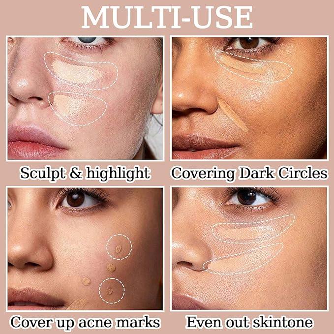 10 Colors Correcting Concealer Palette,Colors Corrector Palette,Moisturizing Full Coverage Liquid Foundation Cream Contour Makeup Palette with Brush-VivaGrace Women