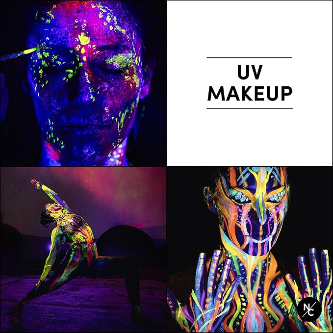 UV 12-Color Palette - Water-Activated Neon Glow Makeup for Face & Body - Fluorescent Shades for SFX, Party Makeup, Cosplay & Theatrical Performances-VivaGrace Women