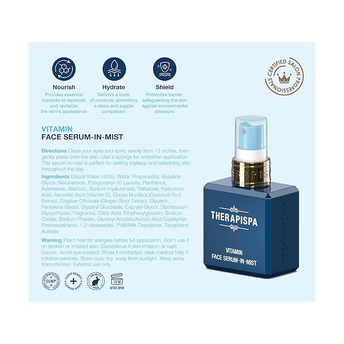 Face Serum-In-Mist – Glow-Boosting Face Mist & Spray Serum with Niacinamide, Panthenol & Hyaluronic Acid for Smoothing & Hydrating Skin (Vitamin, 2.0 fl oz)-VivaGrace Women