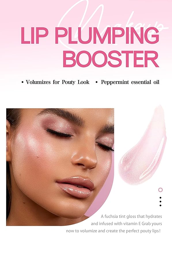 Lip Plumping Booster, Spicy Lip Lipstick, Lifter Gloss, Hydrating, Volumizes & High-Shine Lip Plumping Lip Glass Mirror Lip Glaze Lip Makeup, Plump & Pout Lip Plumper for Women Girls (#02)-VivaGrace Women