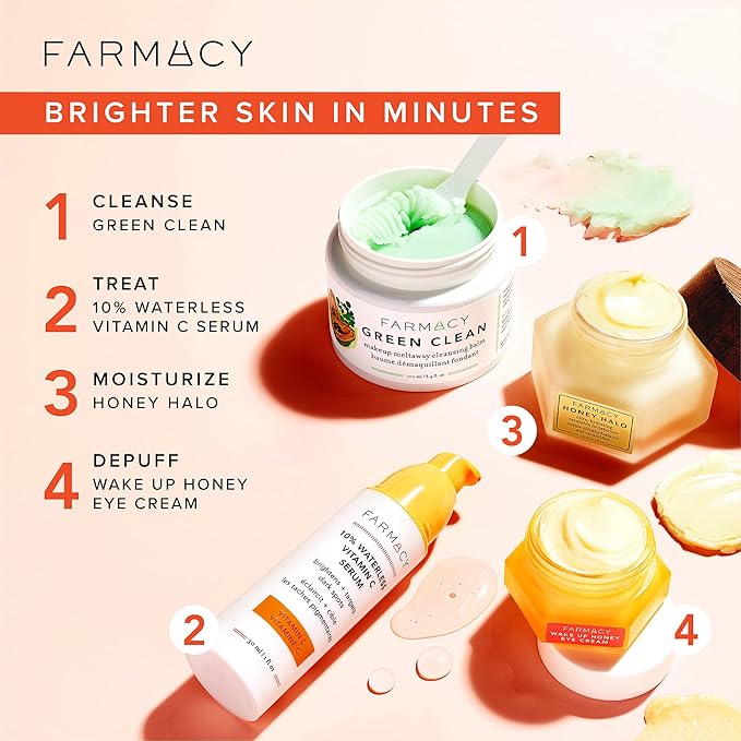 Farmacy Brightening Eye Cream - Wake Up Honey Under Eye Cream for Dark Circles + Puffiness - Caffeine Eye Cream Enriched with Vitamin C + Cranberry Peptide to Smooth Wrinkles Over Time (15ml)-VivaGrace Women