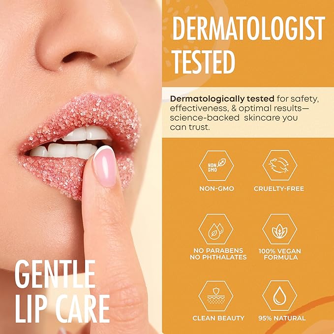 Mango Vanilla Lip Scrub - Dermatologist Tested, Anti-Aging, Korean Skin Care, Deep Exfoliation & Hydration - Smooth, Soft, Plump Lips - Clean Beauty, Vegan, Non-GMO - 1 Pack-VivaGrace Women