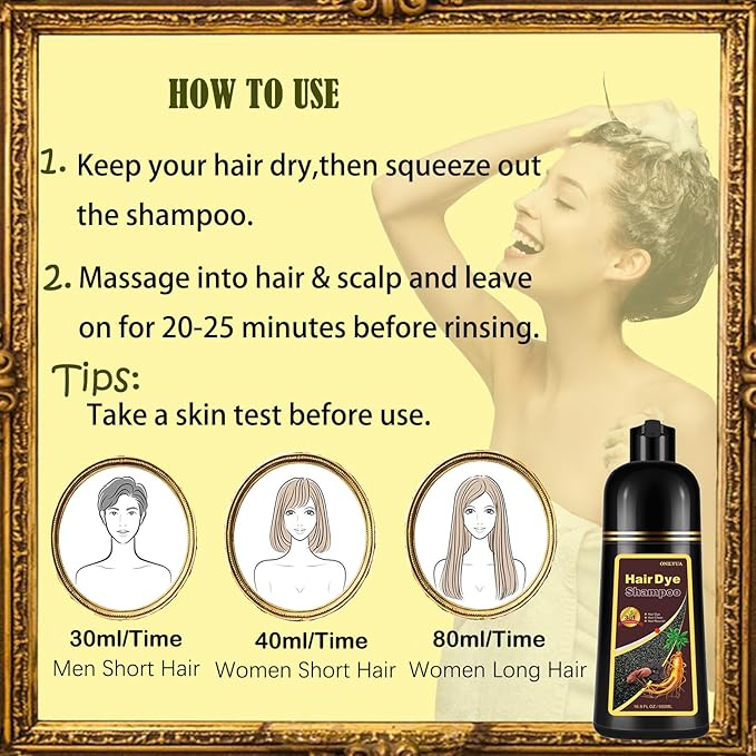 Dark Coffee Hair Dye Shampoo 3 in 1 for Gray Hair Coverage - Instant Shampoo Para Pintar el Cabello for Women Men, Herbal Brown Hair Color Shampoo Easy to Use & Long Lasting Champu Para Canas 16.90 oz-VivaGrace Women
