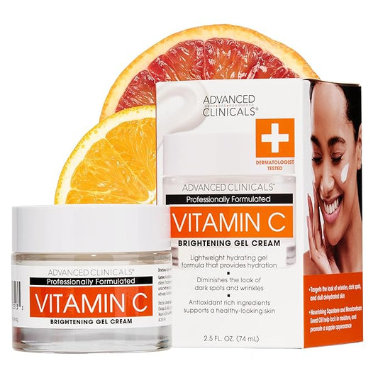 Advanced Clinicals Brightening Vitamin C Face Cream Gel With Niacinamide + Hyaluronic Acid | Vitamin C Moisturizer Lotion For Face Visibly Diminishes Look Of Dark Spots & Uneven Skin Tone, 2.5 Fl Oz-VivaGrace Women