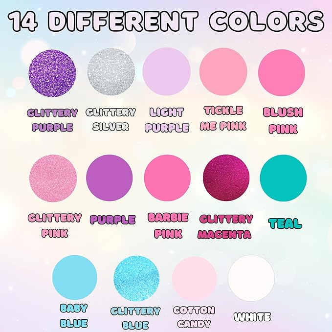 SIMPLE PLEASURES 14- Unicorn Glitter Kids Nail Polish Set for Girls – 14 Water-Based Non -Toxic Nail Art Kit - Gift Set for Girls Ages 7-12