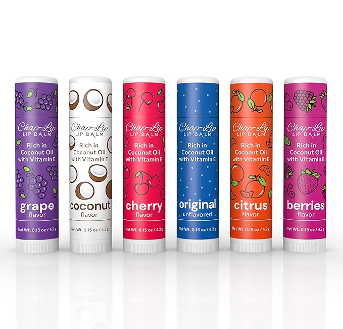 Rich in Coconut Oil & Vitamin E - Moisturizing, Ultra Conditioning & Hydrating - Total Lip Moisturizer & Lip Therapy Treatment - Happy Holidays 6 Flavor Assortment, 48 Count-VivaGrace Women