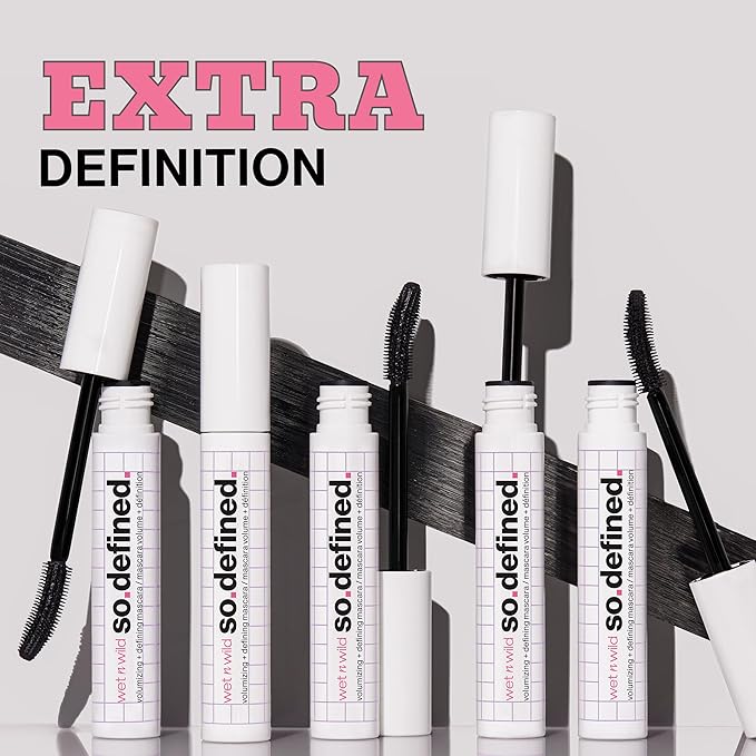 wet n wild So Defined Mascara, Volumizing & Lengthining with a Buildable Castor Oil-Infused Formula, Long-Lasting Clump-Free Application for Visibly lifted lashes, Vegan & Cruelty-Free - BLACK
