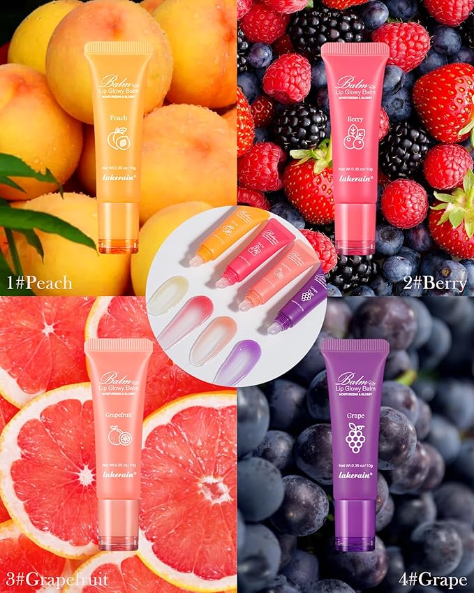 Moisturizer Lip Glowy Balm, Hydrating & Nourishing Repair Sleeping Lip Mask, Shine Glossy Finish Lip Oil, Day and Night Smooth Cracked Chapped Dry Lips, Lip Care Therapy Treatment for Women-1#Peach-VivaGrace Women