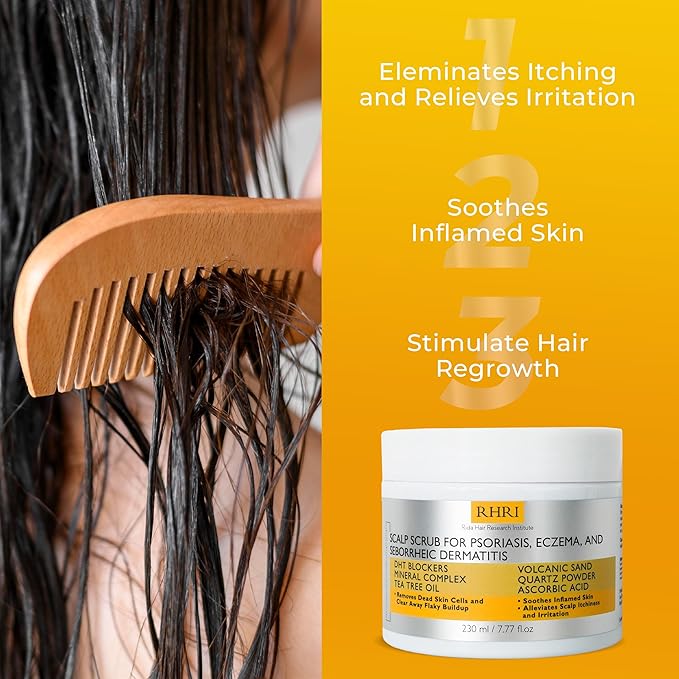 Anti Fungal Pre Shampoo Scalp Scrub for Psoriasis, Eczema & Seborrheic Dermatitis | DHT Blockers, Mineral Complex & Tea Tree Oil | Soothes Scalp and Promotes Hair Growth for Men & Women-VivaGrace Women