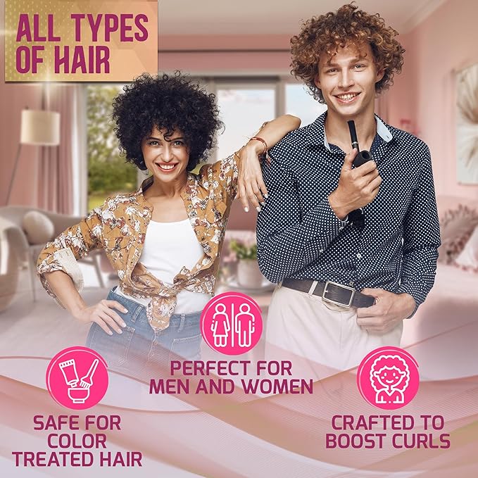 Curly Hair Shampoo and Conditioner Set - Sulfate Free and Color Safe - For Wavy, Frizzy, Fine, Black and Permed Styles - Moisturizing for Men and Women - Deep Curl Hydrating Products with Argan Oil-VivaGrace Women