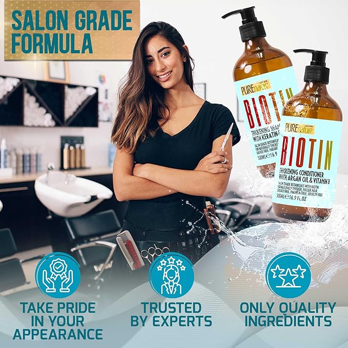 Biotin Shampoo and Conditioner Set - Volume Boosting Formula for Men and Women to Help Thinning Hair - Sulfate and Paraben Free with Thickening Properties - Volumizing Products to Improve Fullness-VivaGrace Women