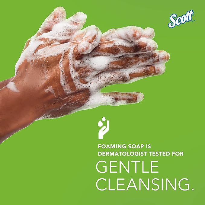 Scott Professional Green Certified Foam Hand Soap (91591), 1.2 L, Foaming, Clear, No Fragrance Added, Ecologo, NSF E-1 Rated, Automatic Refills (2 Bottles)