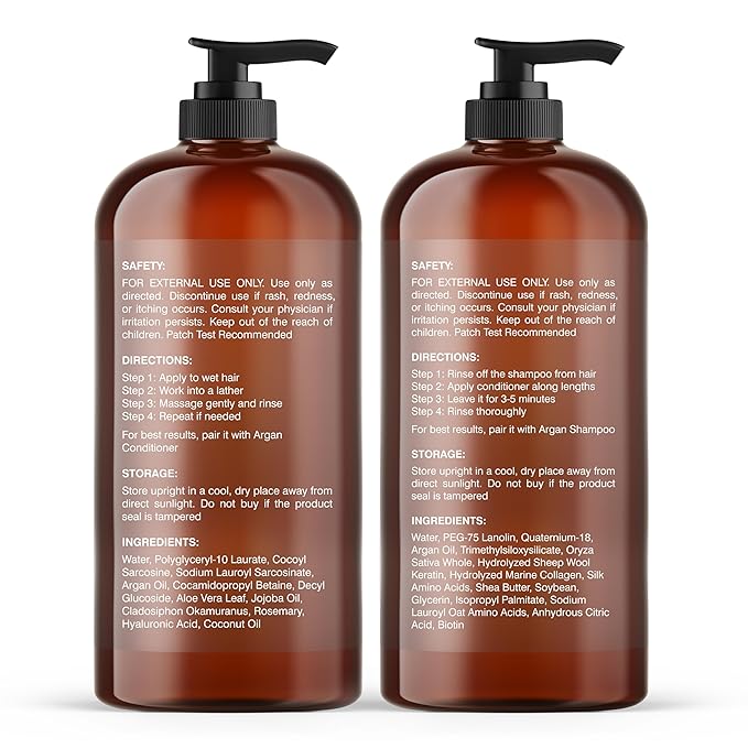 Botanic Hearth Argan Oil Shampoo And Conditioner Set | 16 Fl Oz Each With Keratin, Restorative & Moisturizing, Sulfate Free | All Hair Types & Color Treated Hair, Men And Women | (Packaging May Vary)-VivaGrace Women