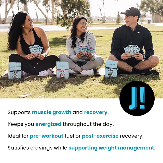 JiMMYBAR! - Sea Salt Caramel Cookies N' Cream - 19g High Protein Bars - 7g Sugar - 12 Count - 58g Health Bars - Natural Peanut Butter Core - Caffeinated Protein Bar For Energy- Hand Drizzled Chocolate