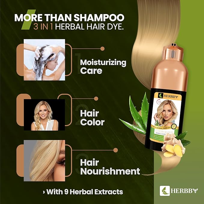 Hair Color Shampoo for Gray Hair Coverage&Color Transform with 9 Herbal Extracts –Long Lasting(6-8 Weeks),Shiny,Evenly Colored,Instant Hair Dye Shampoo&Conditioner,500 Ml (LUXURY BLONDE COLOR)-VivaGrace Women