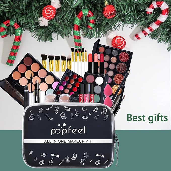 All-in-one Makeup Set for Beginners or Pros, Cosmetic-Gift for Women -Include Makeup Brush Set, Eyeshadow Palette, Powder puffs, Eyebrow Pencil, Mascara, Concealer, Lip Gloss Set -03B-VivaGrace Women