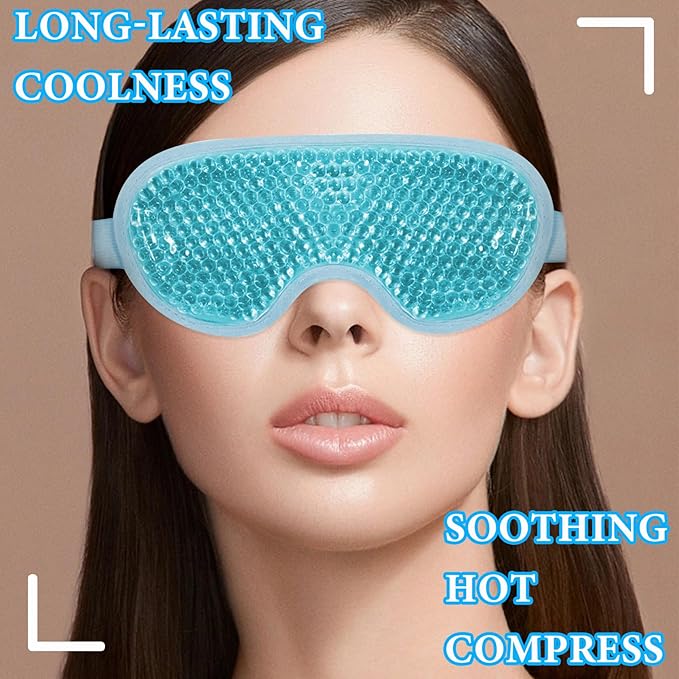 Cold Face Eye Mask Ice Pack for Dark Circles,Eye SPA,Pressure,Cooling Face Masks for Women Sleeping,Skin Care Gel Beads Hot Cold Use Ice Facial Mask-VivaGrace Women