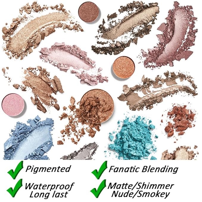 35 Colors Eyeshadow Palette with 7Pcs Makeup Brushes Set, All in One Makeup Kit Matte Shimmer Pigmented Eye Shadow Pallete Waterproof Powder Natural Nude Naked Smokey-VivaGrace Women