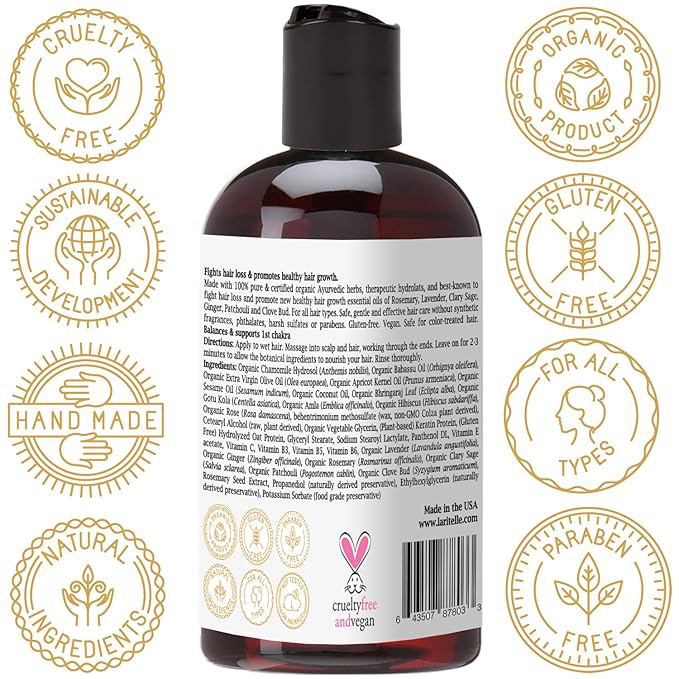 Organic Travel Size Conditioner 2 oz | Fortifying, Strengthening & Rejuvenating | Stops Hair Shedding, Promotes Hair Growth | Ayurvedic Herbs, Lavender, Ginger, Rosemary, Patchouli & Cloves-VivaGrace Women